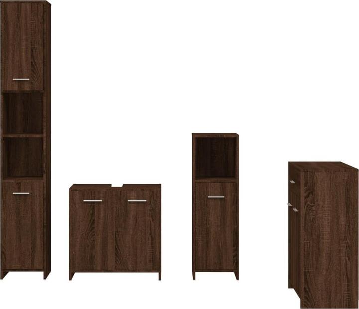 Produktbild VidaXL Badmöbel Set Badezimmermöbel Badezimmerschrank 4 tlg. Braun Eichen Optik