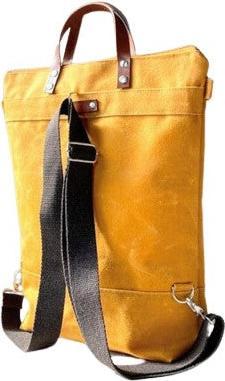 Actual product image Only-Bags.Store Waxed canvas backpack - mustard yellow, convertible backpack, nappy backpack, A3, backpacks - mellow