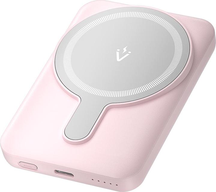 Actual product image Vention 5000mAh Magnetic Wireless Power Bank (USB-C + USB-C + Wireless) 20W Pink Light Indicator Display Typ (5000 mAh, 20 W, 18.50 Wh)