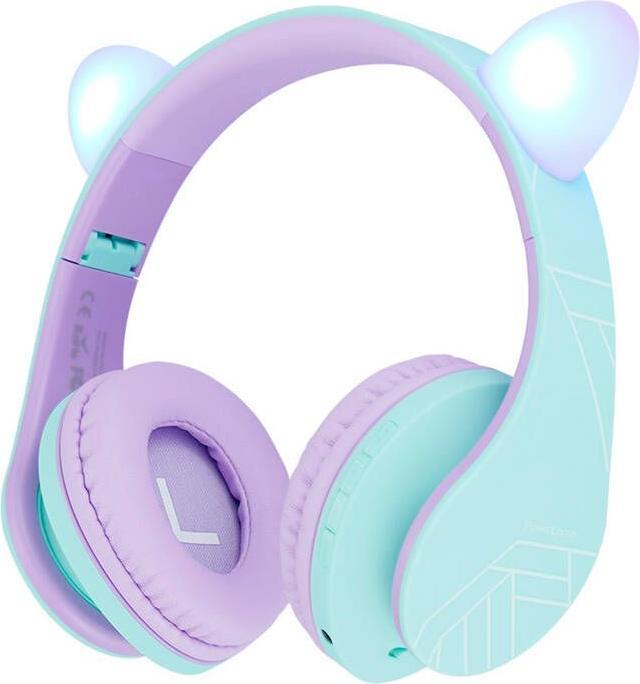 Actual product image PowerLocus Wireless Headphones P2 for Kids Cat Ears (blue&purple)