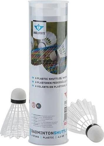 Actual product image Angel Sports 6 plastic shuttles in the sleeves-white