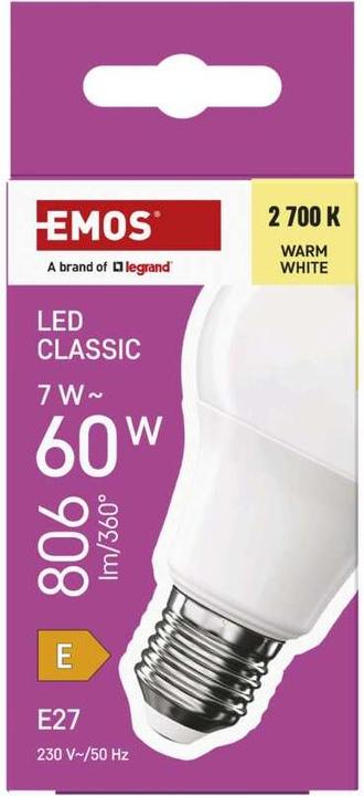 Produktbild Emos Classic A60 (E27, 7 W, 806 lm, 1 x, E)