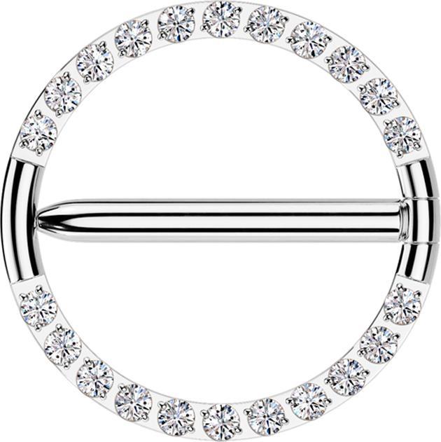 Produktbild Star Piercing Segmentring klappbar silber front unterbrochen Kristalle silber (Titan G23, ohne Messing)