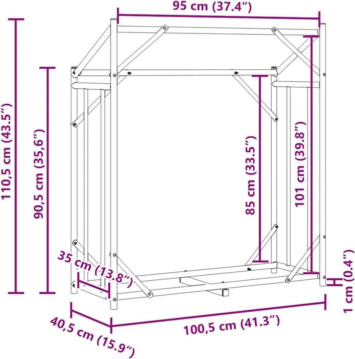 Actual product image VidaXL Firewood rack with rain cover 100.5x40.5x110.5 cm Firewood rack