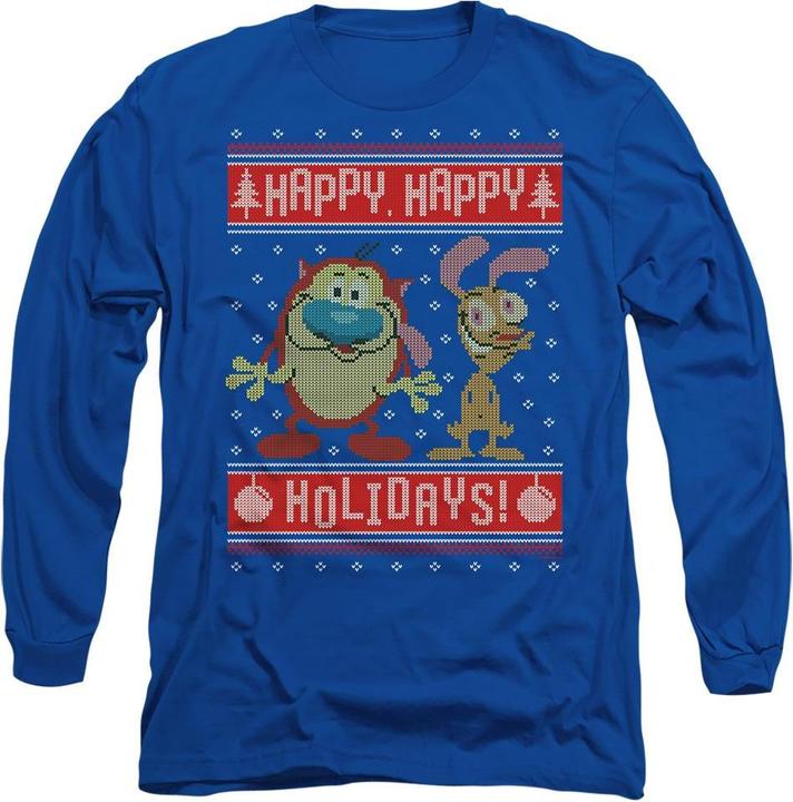 Immagine prodotto Ren & Stimpy Happy, Happy Holidays Maglietta Maglione di Natale Adulto Unisex (S)