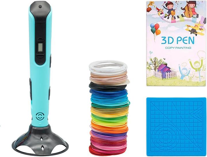 Monox 3D Stift Big Pack, Starterset inkl. Filamente, Silikonmatte, Vorlagenheft - blau