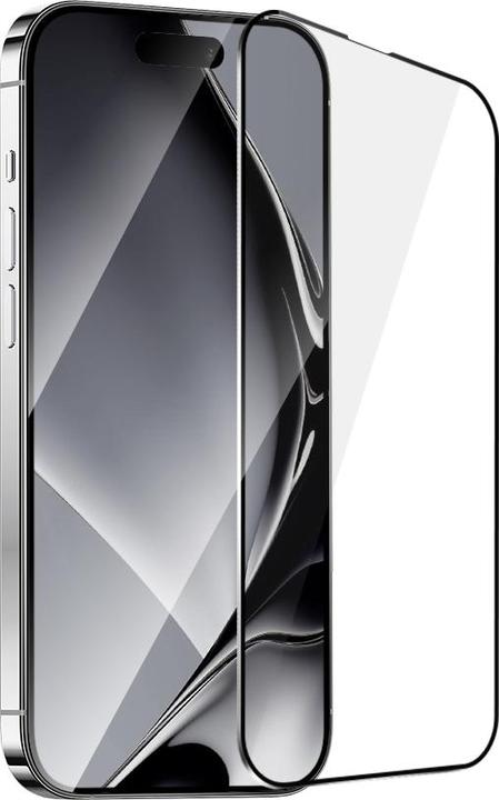 OEM Gehard glazen metalen frame voor iPhone 16 6,1" zwart frame (1 Stuk, Apple iPhone 16)