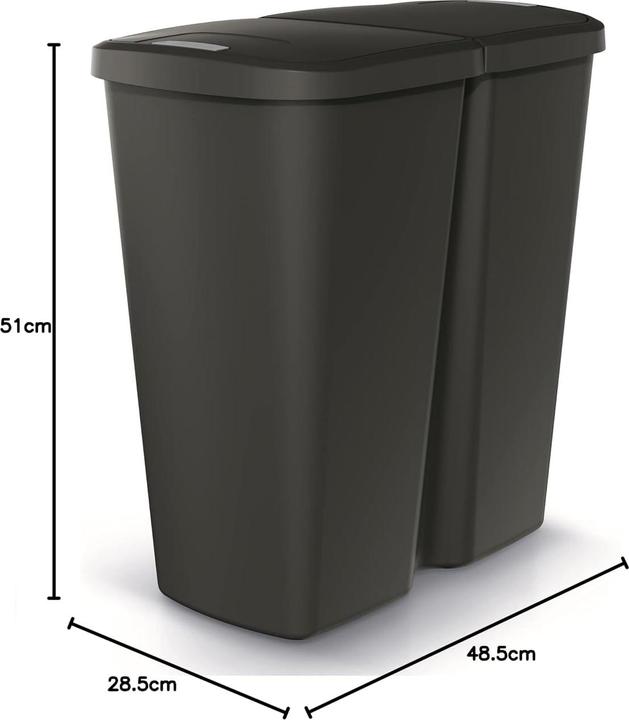 Actual product image Hrb Mülleimer mit 2 Fächern (2x 25L) für Mülltrennung (50 l)