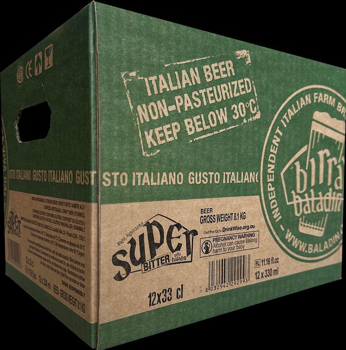 Actual product image Baladin Birra SUPER BITTER Hoppend Belgian Ale StrongCase / 8% (12 x 33 cl)
