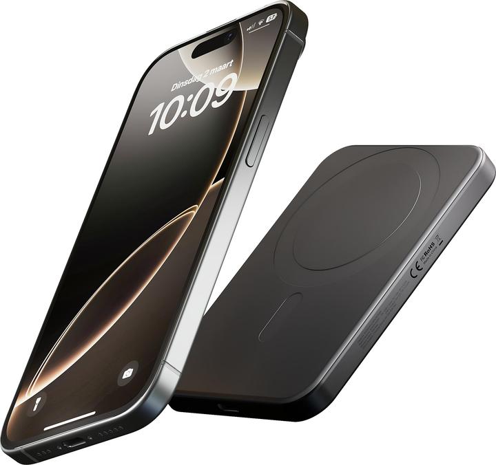 Actual product image Zens Slim Qi2 Al Powerbank 5000mAh Black (5000 mAh, 19250 Wh)