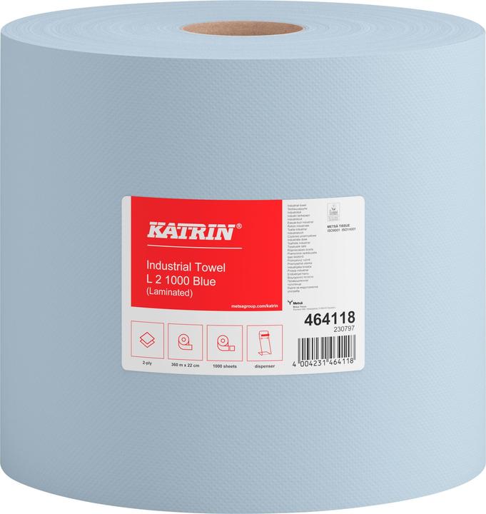 Immagine prodotto Katrin 2 rotoli di panno per la pulizia L2 Blu a 2 strati, 1.000 fogli (1 x)