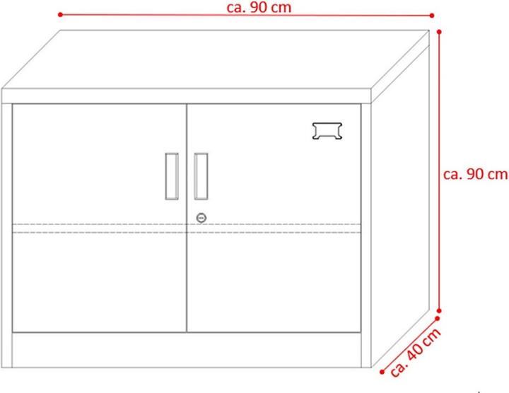 Image du produit Jet-Line Meubles de bureau Armoire de classement KIEW rouge-gris foncé 90x40x90cm Métal