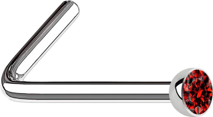 Produktbild Star Piercing Nasenstecker gewinkelt silber mit Kristall rot (Chirurgenstahl 316L, ohne Messing)
