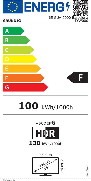 Energie-Label Grundig 65 GUA 7000 Barcelona (65", LED, 4K)