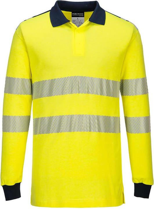Actual product image Portwest Mens PW3 Flame Resistant Hi-Vis Long-Sleeved Polo Shirt (L)