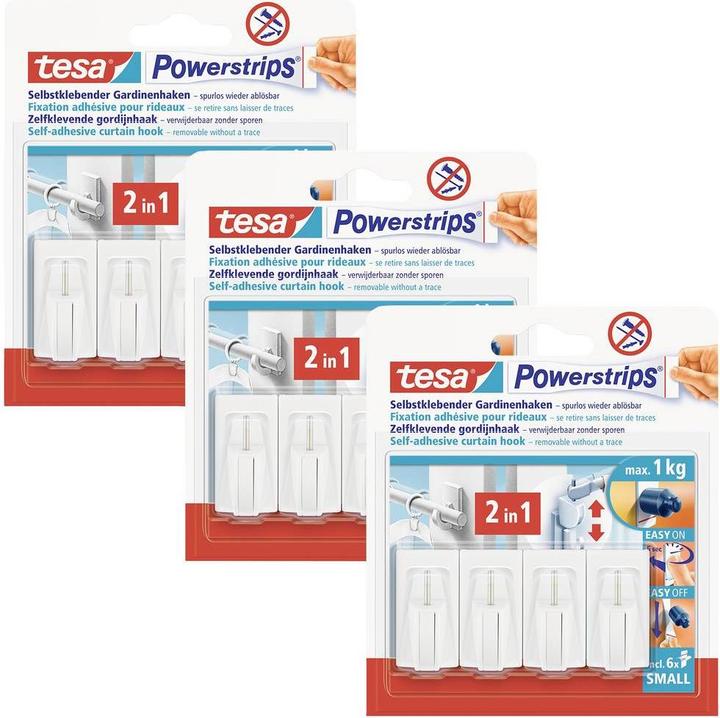 Actual product image tesa 3x Powerstrips curtain hooks 12 hooks