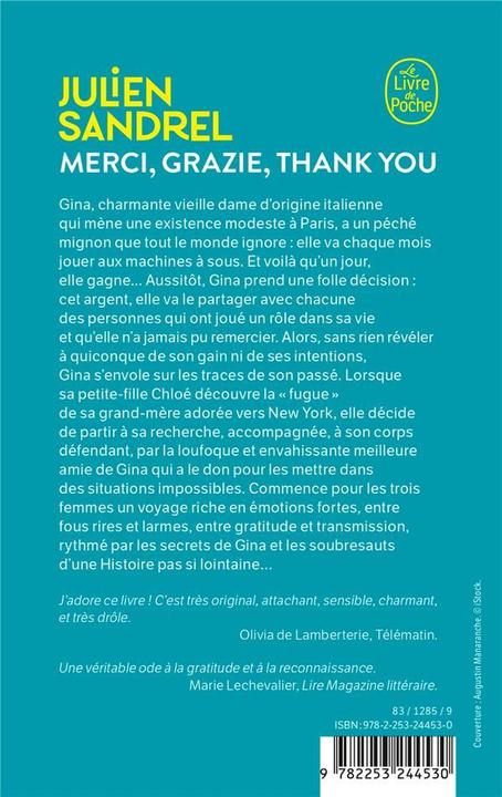 Produktbild Merci, grazie, thank you (Französisch, Julien Sandrel, 2023)