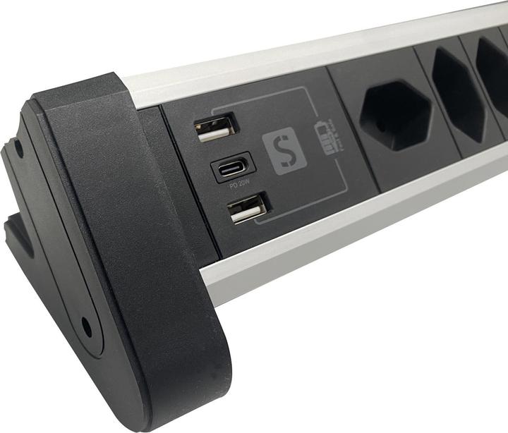 Actual product image Schönenberger ALU table socket strip (7 x, Type 13, 2.20 m)