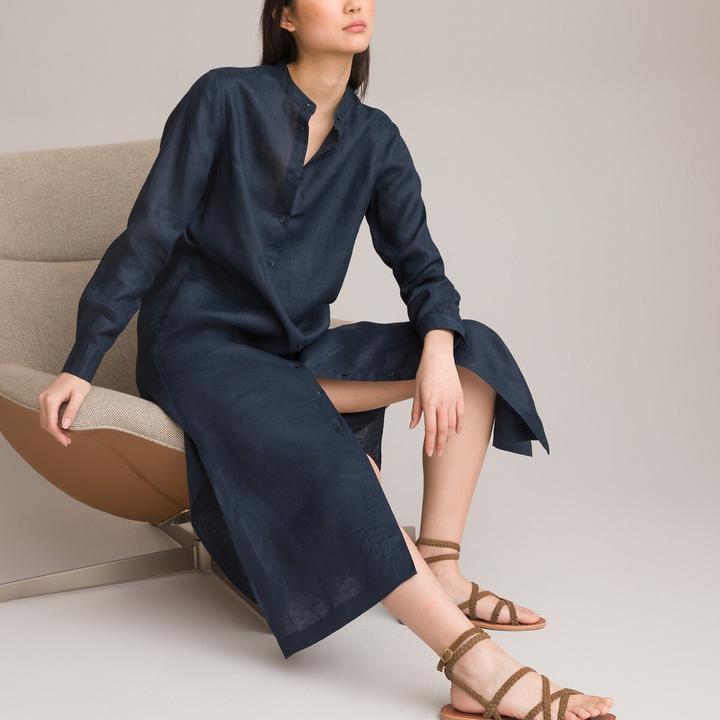 Produktbild La Redoute Collections Langärmeliges Maxikleid aus Leinen (40)