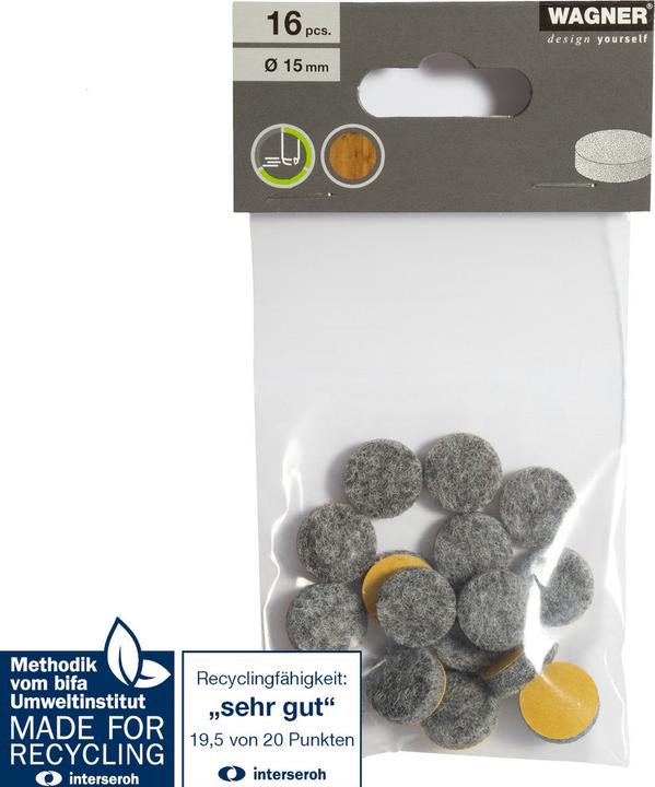 Actual product image Felt glides ø 15 mm 16 pcs. (Felt gliders, 16 Piece)