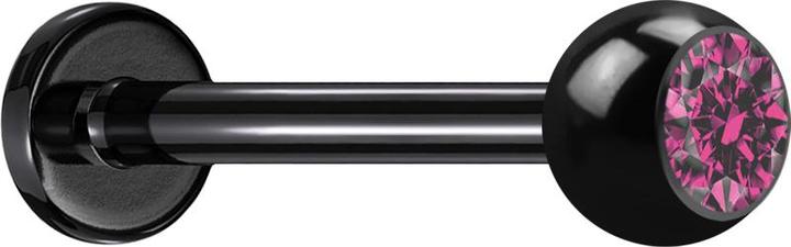 Image du produit Star Piercing Micro Labret noir avec boule et cristal rose (sans laiton, Titane G23)