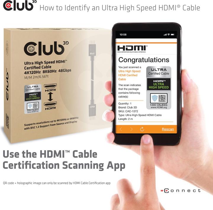Immagine prodotto Club 3D HDMI (Typ A) — HDMI (Typ A) (2 m, HDMI)