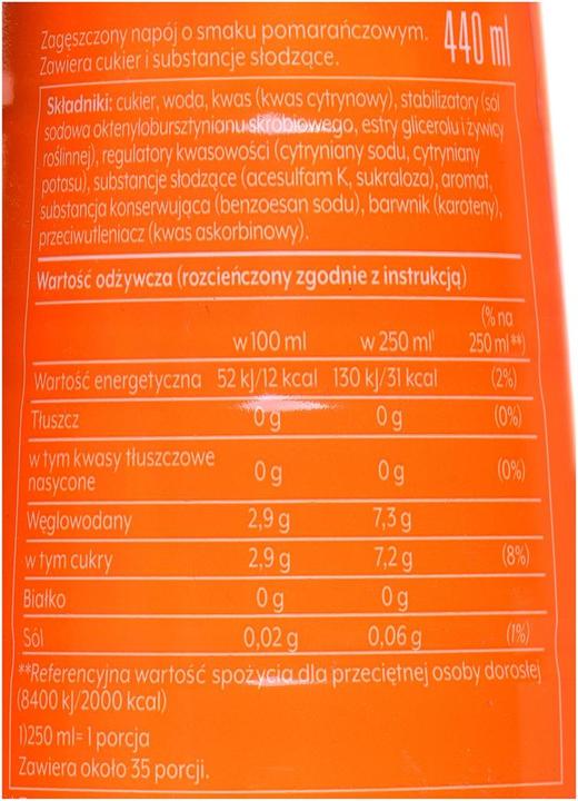 Valeurs nutritives et ingrédients SodaStream Mirinda (1 x 44 cl)