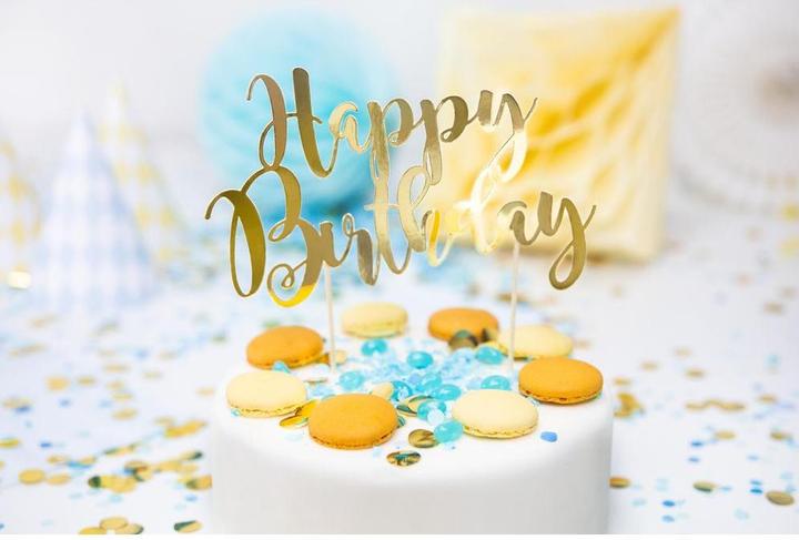 Image du produit Partydeco Cake Topper Happy Birthday Gold