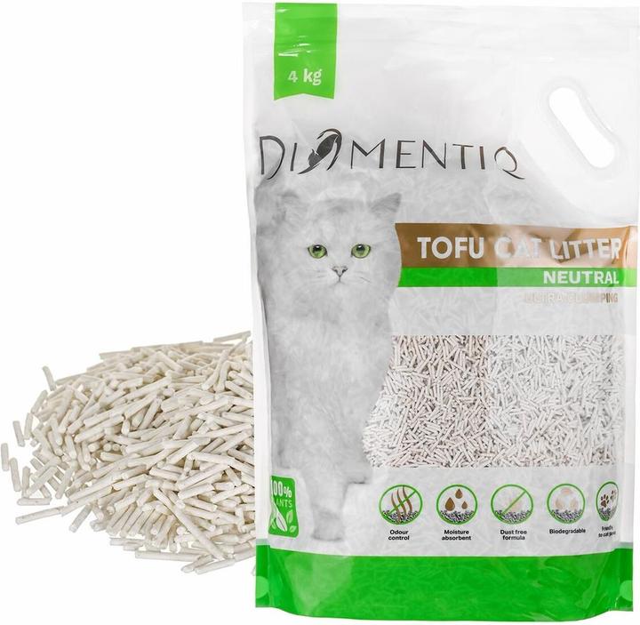 Diamentiq Żwirek Tofu zbrylający 4 kg NATURALNY (Clumping, Non-dusting, Antibacterial, 4 kg)