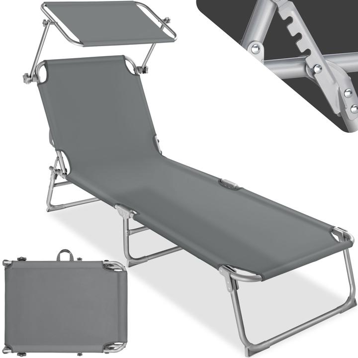 Immagine prodotto tectake lettino prendisole, regolabile in 4 posizioni (190 cm)