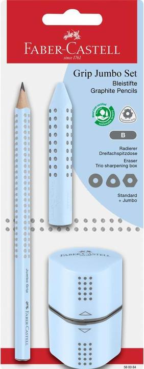 Immagine prodotto Faber-Castell Set da scrittura 3 pezzi Jumbo Grip blu cielo (B, 1 x)