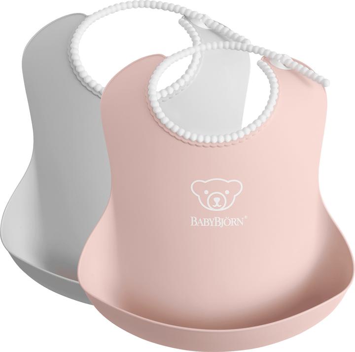 Produktbild BabyBjörn Baby-Lätzchen, 2 Stück, Grau / Puderrosa (4 Monate)