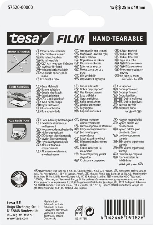 Produktbild tesa tesafilm Klebeband von Hand einreissbar (19 mm)