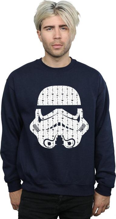 Actual product image Star Wars Mens Christmas Stormtrooper Helmet Sweatshirt (L)