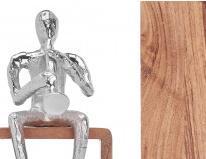 Actual product image Giftdecor silver saxophone metal figure with wooden stand (13 x 13 x 27 cm)