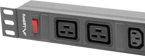 Actual product image Lanberg PDU-02I1908I-0200-C20-BK Power distribution unit (PDU) 10 AC outputs 1U
