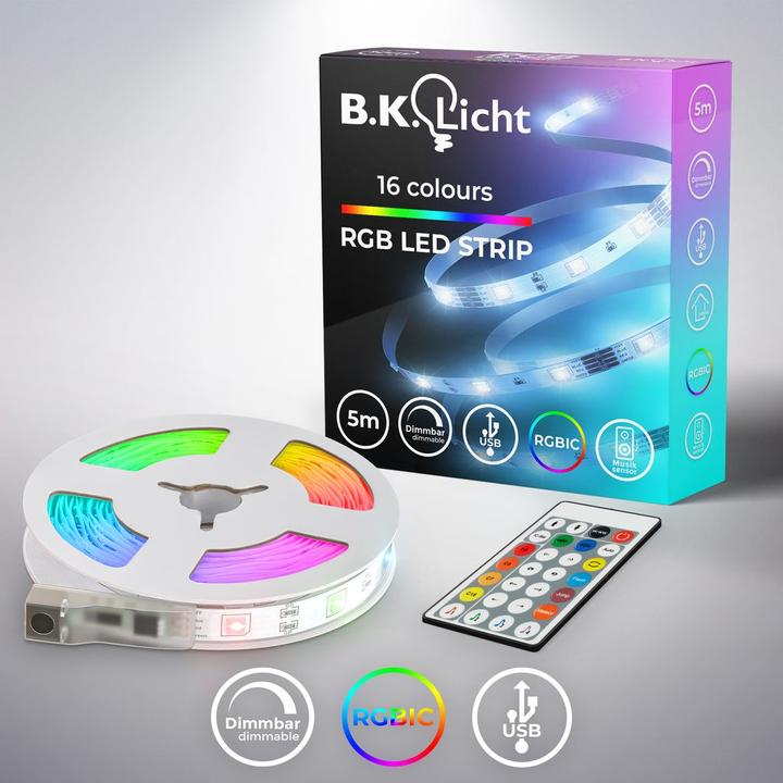 Immagine prodotto B.K.Licht Striscia LED RGB magica (RGB, 500 cm, Interno)