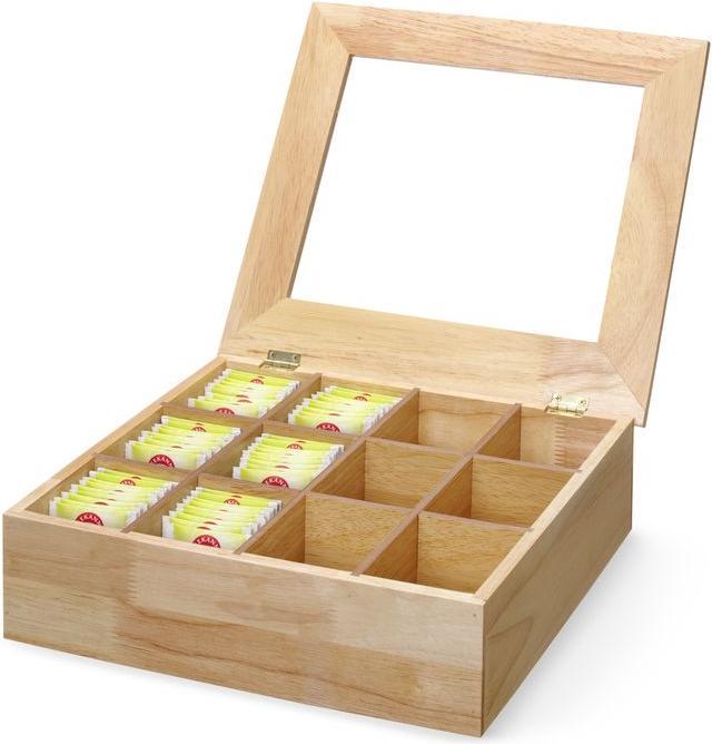Actual product image Hendi Tea box 12 compartments wooden box with window
