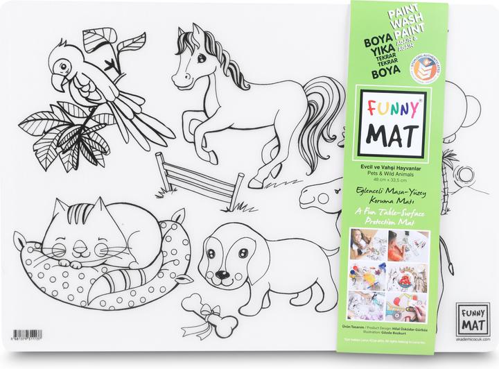 Produktbild Funny Mat Set wiederverwendbare Malvorlagen Haustiere und Wildtiere, 2-er set (23 x 48 cm)
