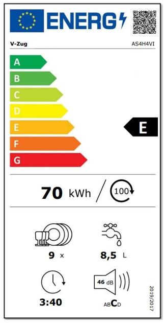 Energie-Label V-Zug AdorinaSpülen V400 VS