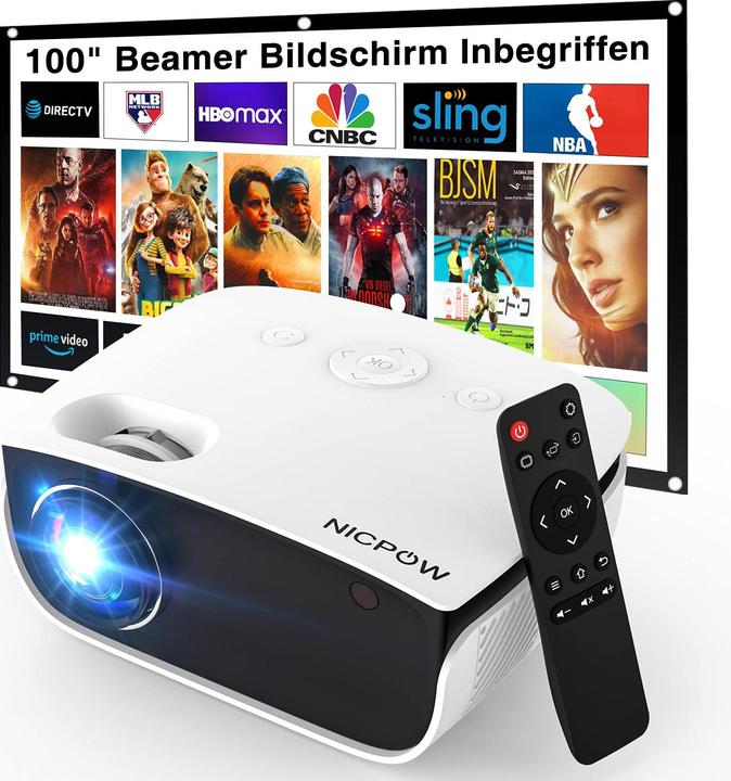 Produktbild Nicpow Mini Beamer (Schwarz) inkl. Leinwand