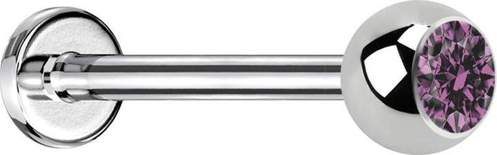Immagine prodotto Star Piercing Micro Labret argento con sfera e cristallo viola chiaro (Acciaio chirurgico 316L, senza ottone)