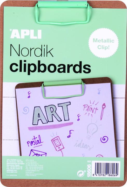 Image du produit Apli Planche à pince nordik, planche a5, bois, avec pince métallique, vert pastel