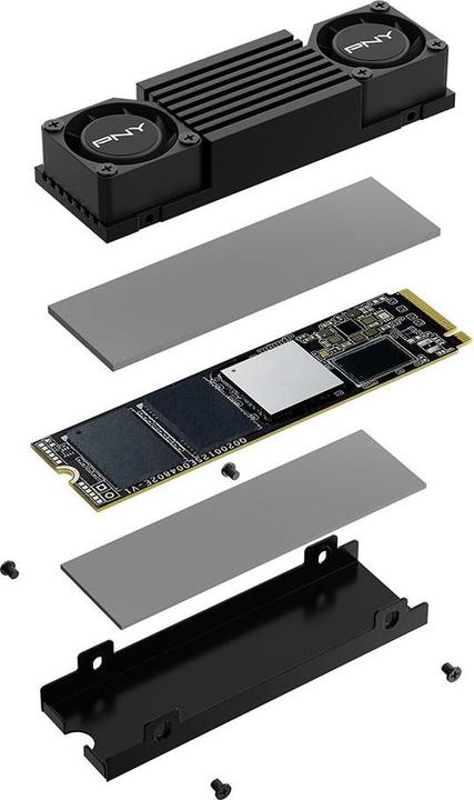 Actual product image PNY CS3150 1TB SSD M.2 GEN5 NVMe Black Heatsink (1000 GB, M.2 2280)