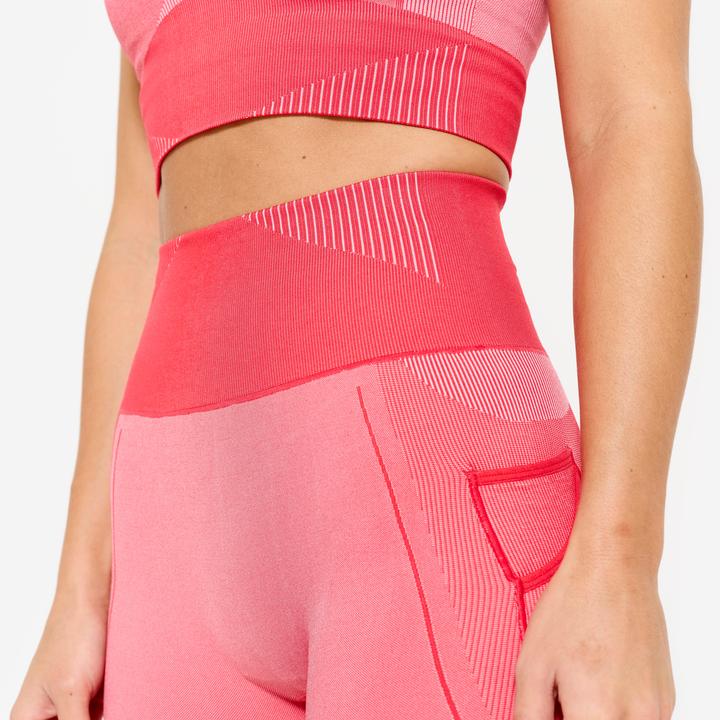 Immagine prodotto Domyos Leggings Damen seamless hohe Taille - rot/rosa (XS)