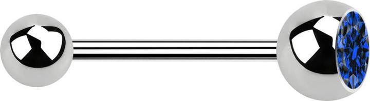 Image du produit Star Piercing Micro Barbell argent avec boule et cristal boule bleu foncé (sans laiton, Acier chirurgical 316L)