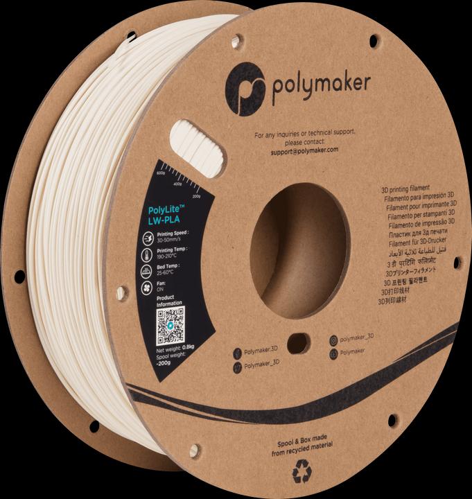 Image du produit Polymaker PolyLite LW-PLA (PLA, 1.75 mm, 800 g, Blanc)