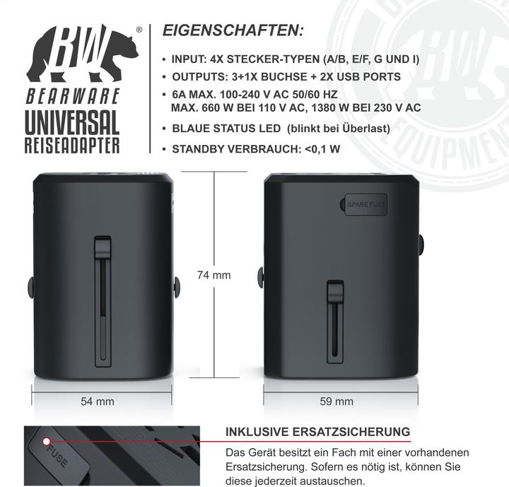 Produktbild Bearware Universal Reisestecker