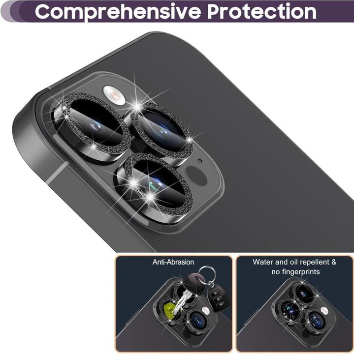 Immagine prodotto Ueli Express Lente protettiva in vetro blindato della fotocamera con brillantini (1 Pezzo/i, Apple iPhone 16 Pro, Apple iPhone 16 Pro Max)
