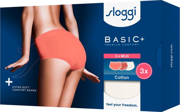 Produktbild Sloggi Unterhose BASIC+ MIDI Damen-Slip 3er Pack (48, 3er Pack)